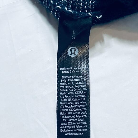 Lululemon Relaxed-Fit Knit Sweater Blue White Crewneck Pullover Size Large - Picture 5 of 9